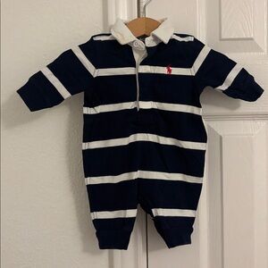 Ralph Lauren Baby Romper in Navy and White